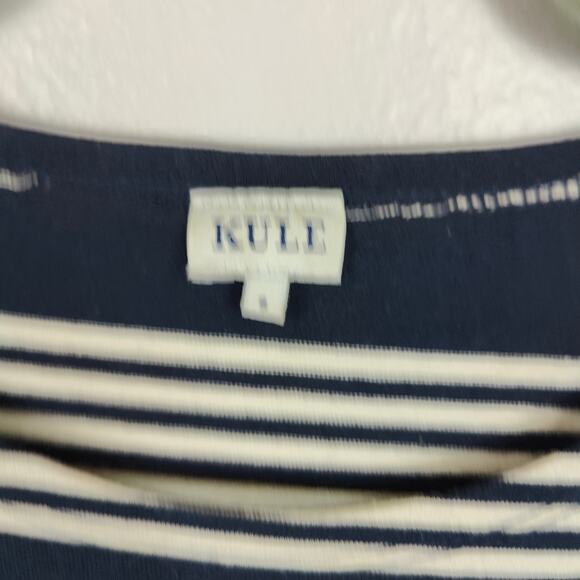 Kule The Boyfriend Top Womens Small Navy Stripe Cream Stripe Long Sleeve Preppy - Picture 6 of 9